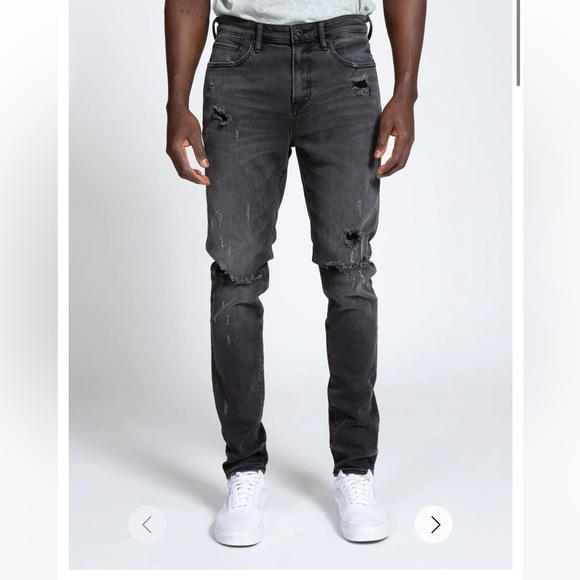 PRPS Men's Warlock Drop Skinny Lovington Distressed Jeans in Gray Size 33 - Picture 1 of 14